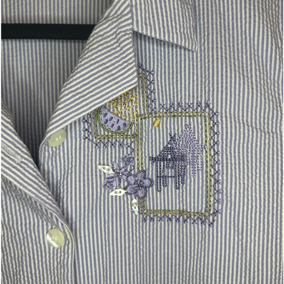 Women’s Alfred Dunner purple striped cotton set, size 12 petite - Picture 2 of 10